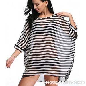 SIDAZHI Striped Chiffon Swimwear Bikini Swim Beachwear Swimsuit Cover up A-black Stripe B07BT3NH54